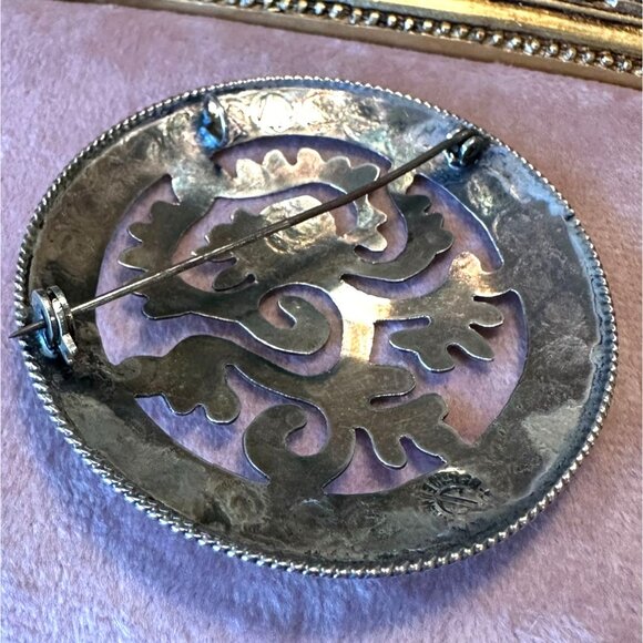Vintage Taxco Mexico Sterling Silver Brooch/Pendant With Ornate Cutout Design - Picture 11 of 15